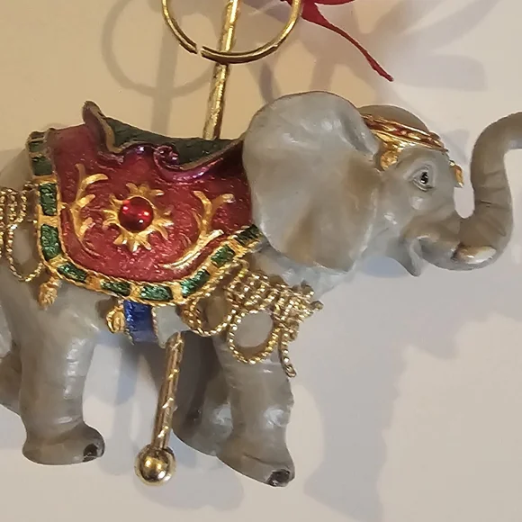 Carousel LION ELEPHANT RABBIT/ HARE Hanging Christman Ornaments 3 pieces - Picture 7 of 10